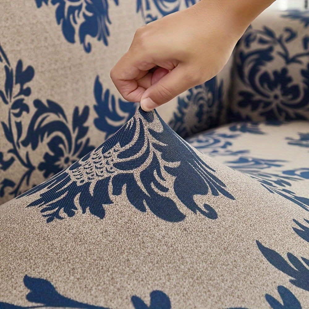 Stretch Sofa Cover Slipcover High-Stretch Fabric Ruffle Skirt Non-Slip Rod All-Season Snug Fit for 1 2 3 4 Seater Couch — Dark Blue with Pillow Cover - product image 13