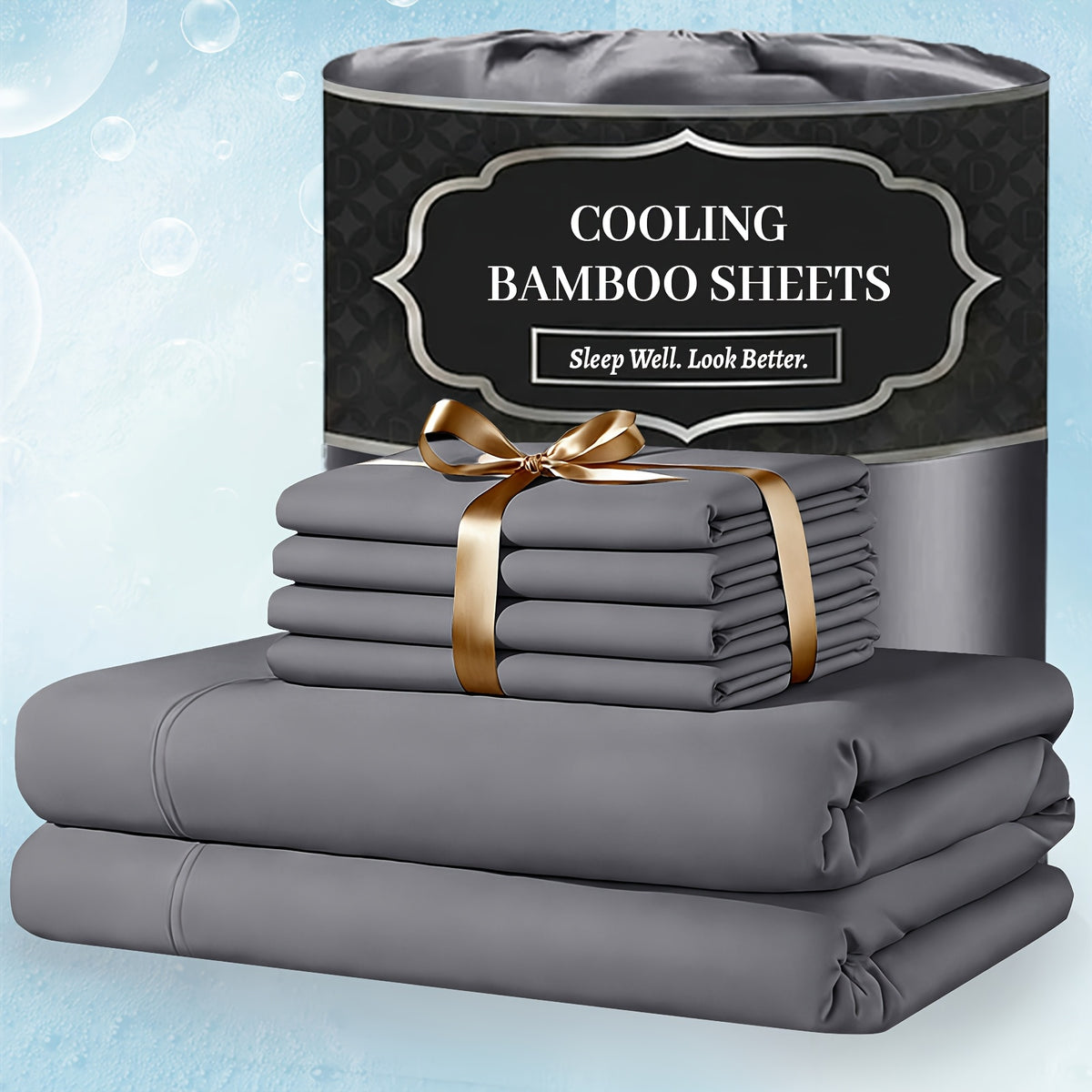 Extra Deep Pocket Bamboo Sheets - 6 pcs Breathable & Cooling Bamboo Bed Sheet Set, Hotel Luxury Fitted Sheet Set, Soft Wrinkle-Free for Extra Deep Mattresses - product image 7