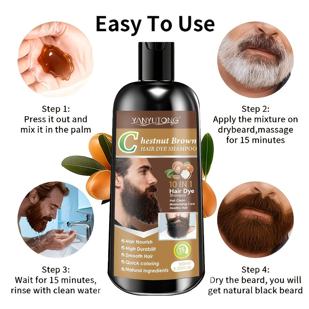Color Shampoo for Beard & Hair — Natural Plant Dye Formula, Ammonia-Free Quick Gray Coverage, Gentle Scalp-Safe Conditioning Hair Color Shampoo | 3.38oz | Black, Dark Brown & Chest - product image 10