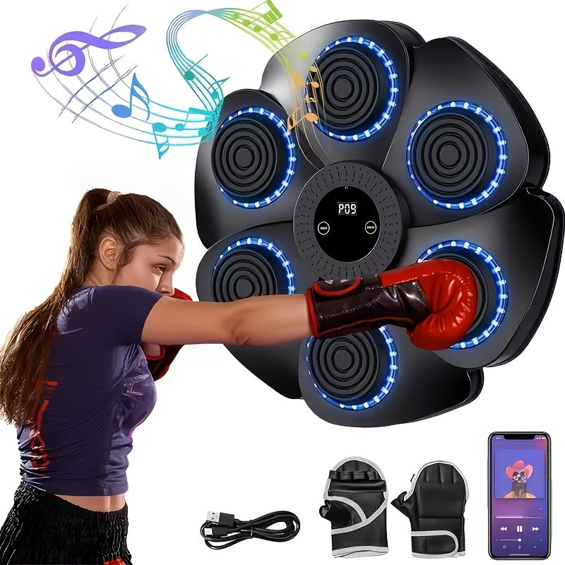Wall-Mounted Wireless Boxing Machine with 9-Speed Adjustable Punch Trainer, Counter & LED Lights - Wireless Music Suitable for Home Gym, / Training, Free - product image