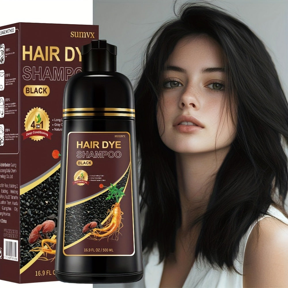 Gray Hair Coverage Shampoo 3-in-1 Natural Plant Formula – Long-Lasting Color, Deep Moisturizing, Gentle Non-Irritating Plant-Based Hair Dye Shampoo in Brown, Chestnut Brown & Black - product image 2