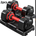 Adjustable Dumbbell Set of 2 | 5-in-1 Quick-Adjust Weight Set 25LB or 55LB Per Pair, Anti-Slip Handle, Dumbbell Barbell Kettlebell Push-Up Home Gym Workout Equipment for Men & Women