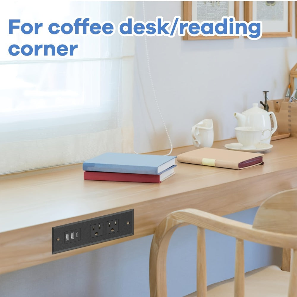 Recessed Power Strip Flush Mount Desk Outlet with USB-C & USB-A Ports In-Desk Power Grommet for Conference Room Office Table Furniture 1.5m Cord - product image 13