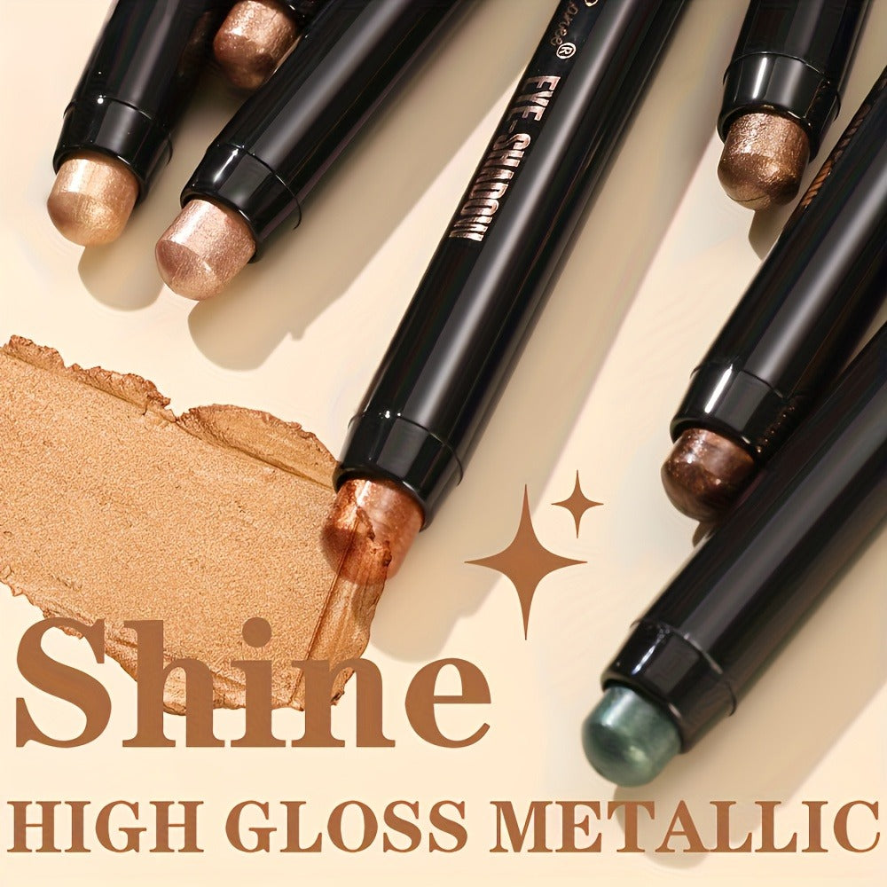Shimmer Eyeshadow Stick Set 12 Pcs Double-Ended Glitter Cream Eye Shadow Pencil Waterproof Long-Lasting Squalane-Infused Makeup Kit for Women Daily Party Bridal - product image 4
