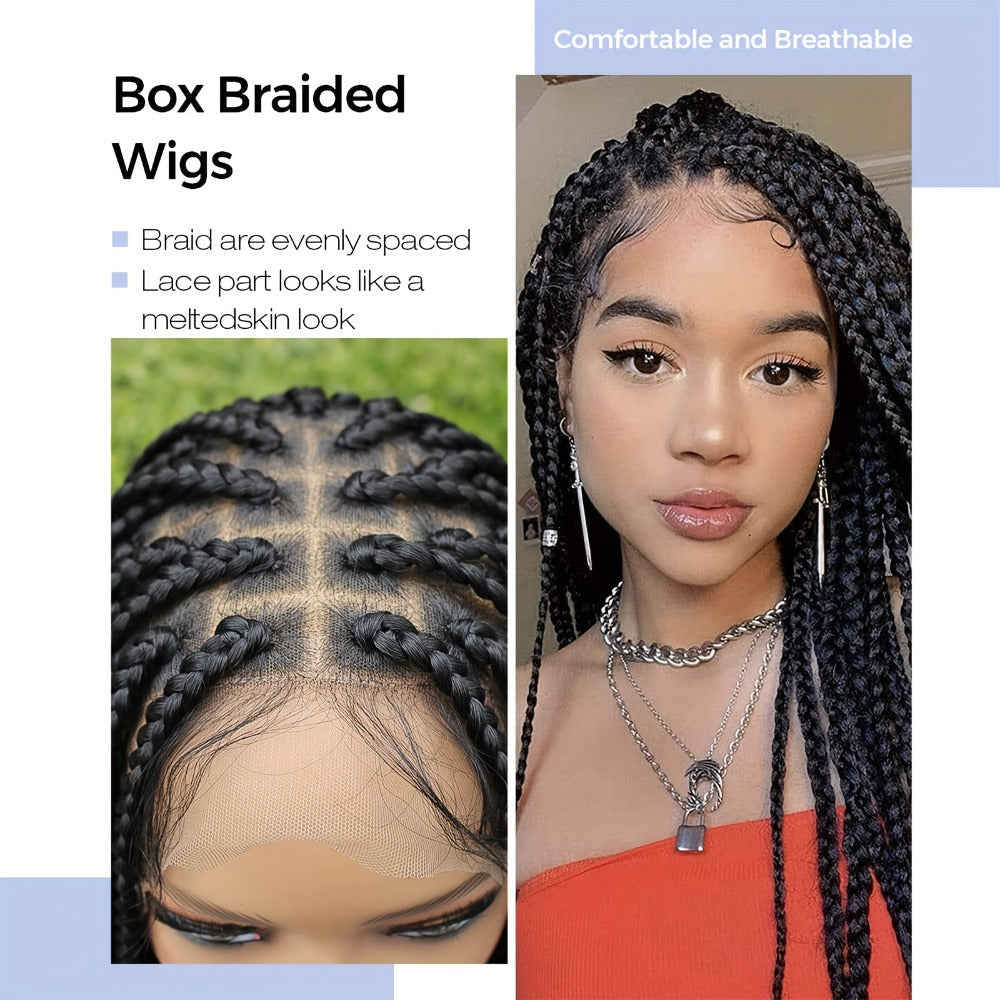 Curly Braid Full Lace Wig 40 Inch Handmade Lace Frontal Natural Black Extra Long Cascading Braids Protective Style for Women | Special Events Weddings Parties - product image 8