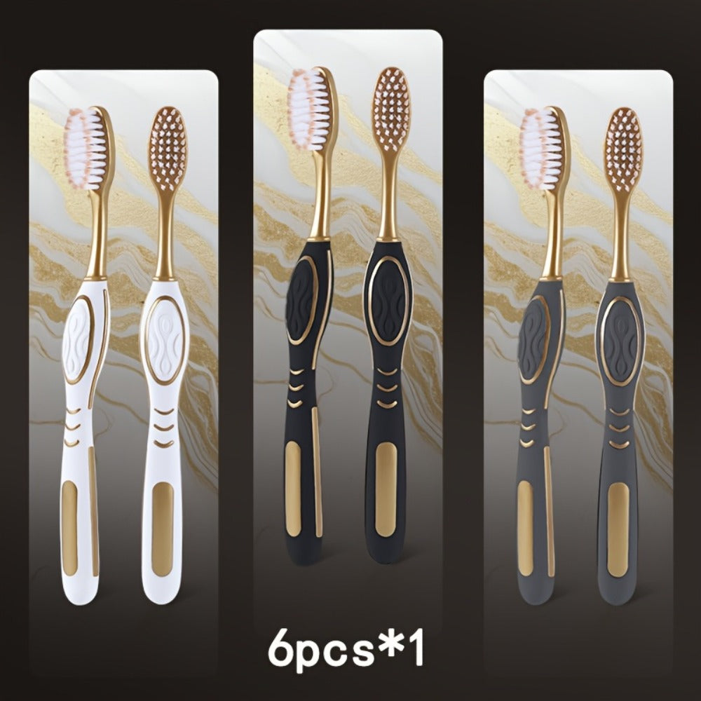 Gloryin Soft Bristle Toothbrush Set Anti-Slip Olive Handle Full Size Head Gentle Gum Care Daily Oral Hygiene for Adults Couples Household Travel 6pcs 12pcs Value Pack - product image 5