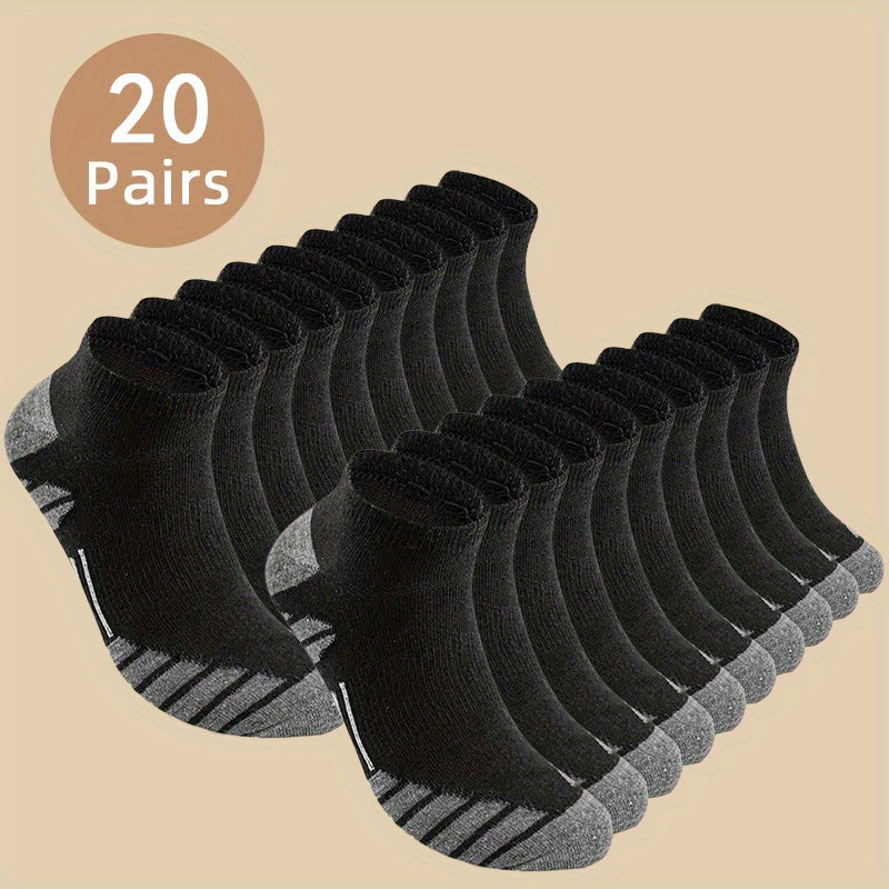 20 Pairs Of Men's Anti Odor & Sweat Absorption Low Cut Socks, Comfy & Breathable Socks, for Daily & Outdoor Wearing, All Seasons Wearing - product image 4