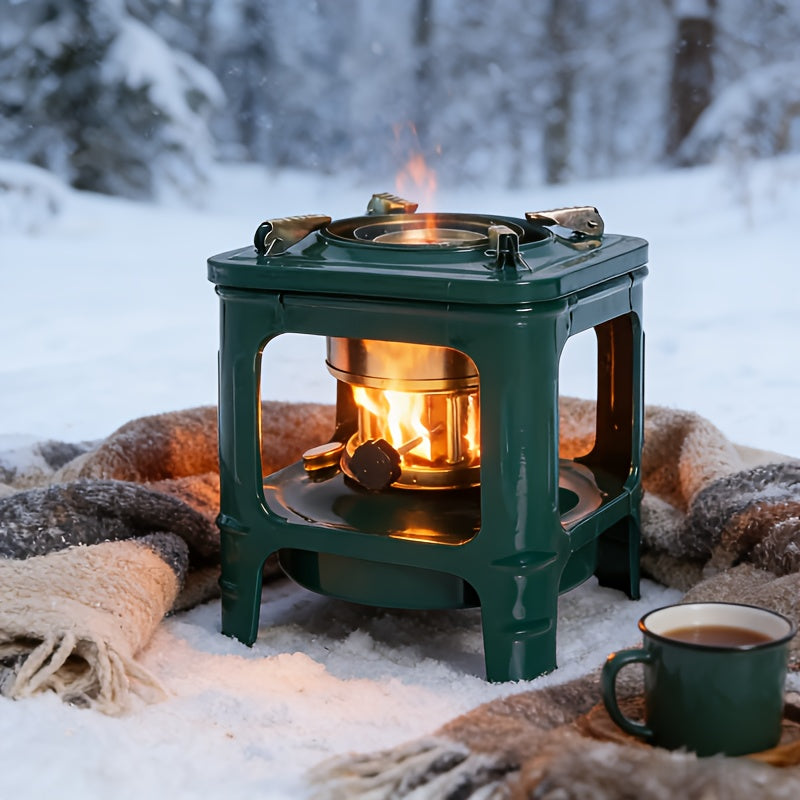 Travel-friendly Kerosene Paraffin Camping Stove Outdoor Heater Adjustable Flame Featherlight Military Green Stove for Camping Picnic Barbecue Backpacking Survival Emergency