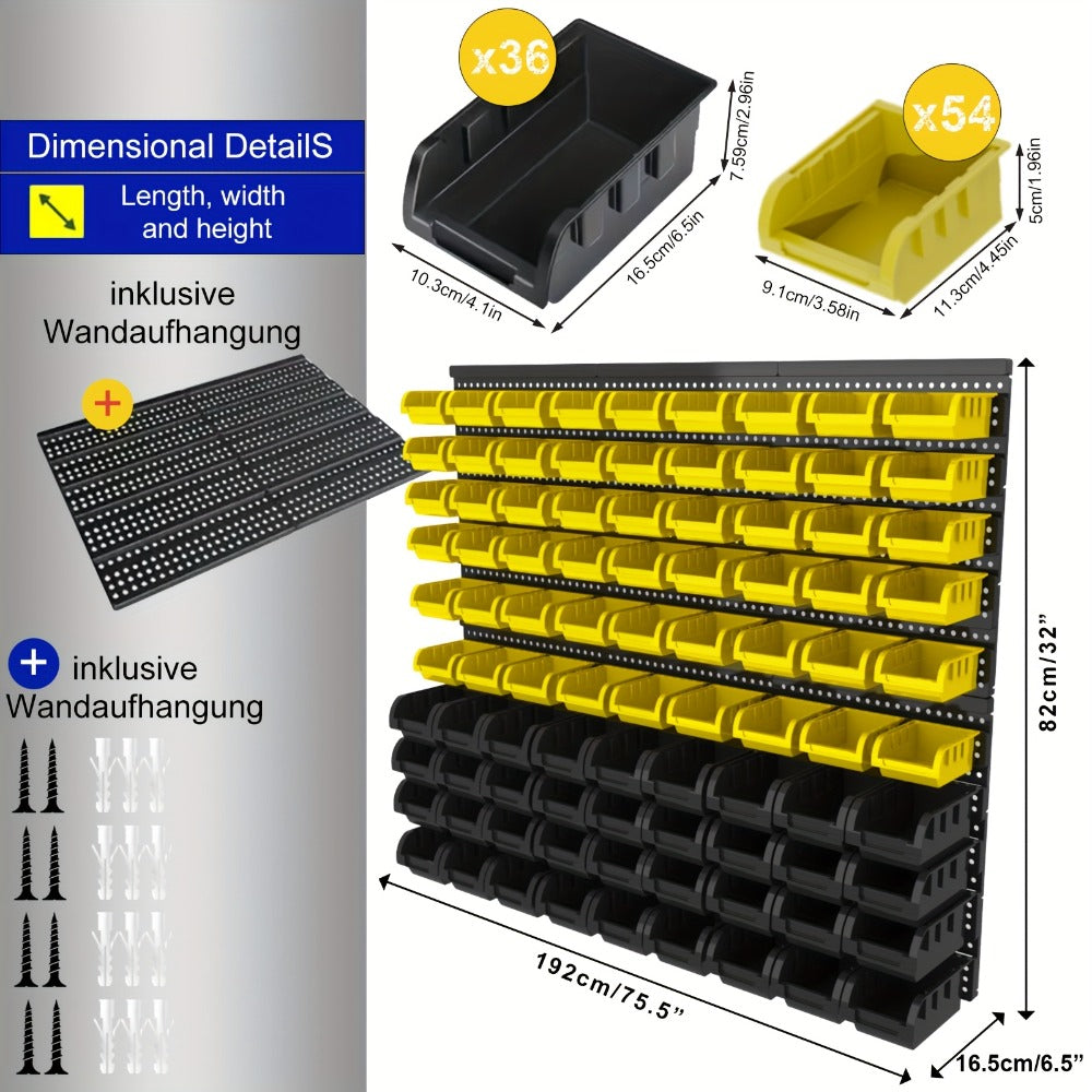 Wall Mounted Storage Bin Rack System – Heavy Duty Small Parts Organizer for Screws, Nuts, Bolts & Nails | Stackable Garage Workshop Tool Storage Rack | 30/60/90 Bins Hardware Organ - product image 20