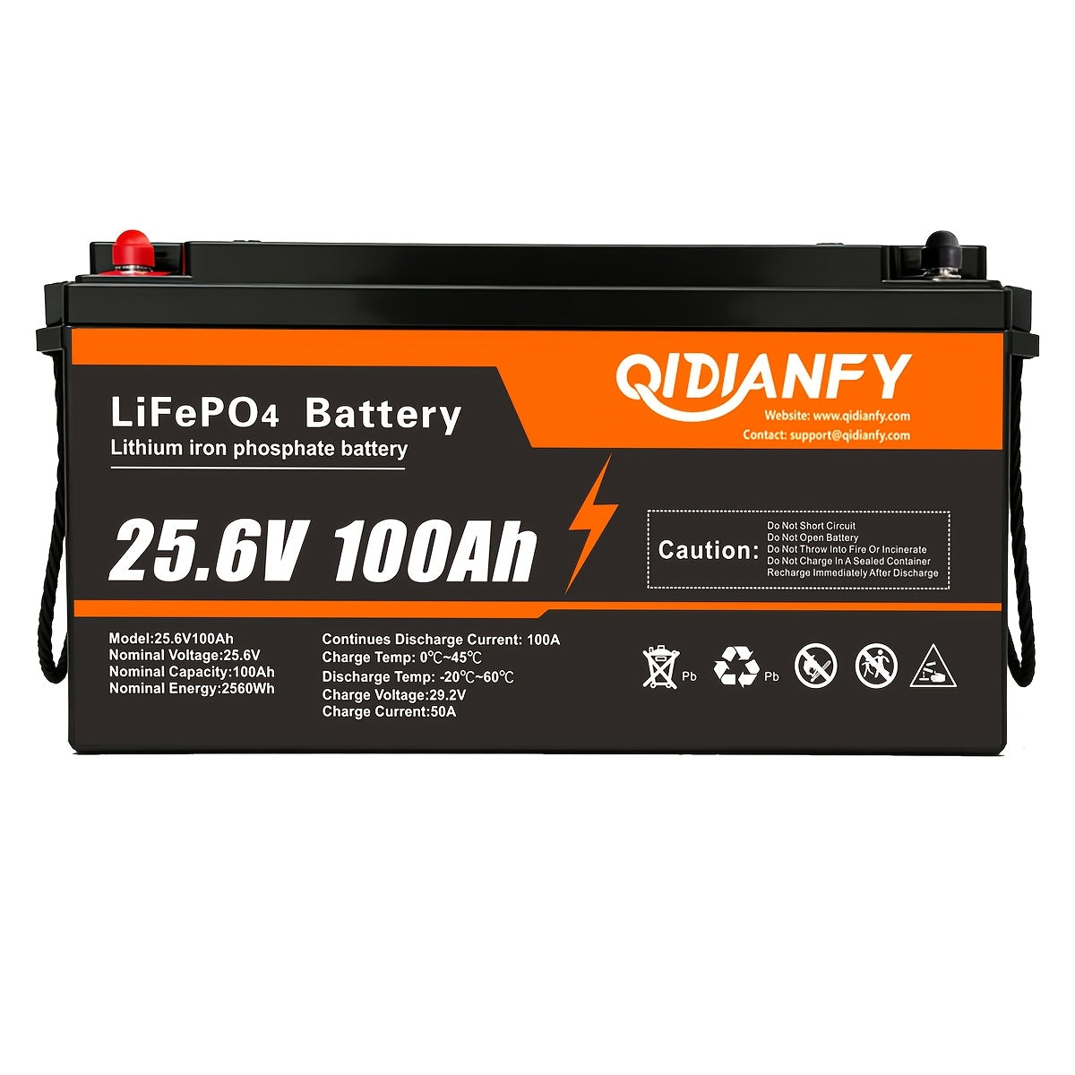 1/2pcs 25.6V 100Ah Lifepo4 Battery, 10000+ Deep Cycle Rechargeable Lithium Battery, Built-In 100A BMS, Long Service Life, High Power, Very Suitable for RV, Boat, Solar Energy, Fishing Engine, Camping, And Home