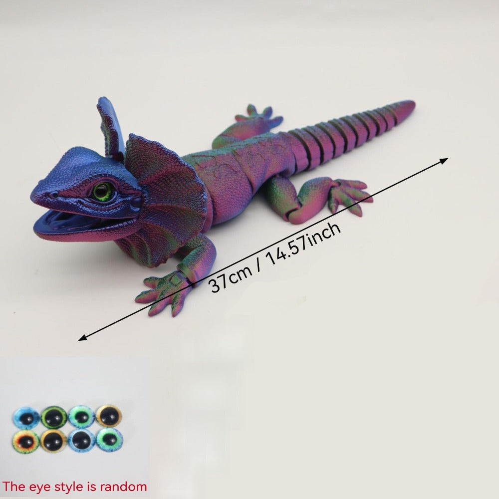 Frilled Neck Lizard Figurine 3D Printed | Large Umbrella Lizard Animal Sculpture 8 Color Styles, Reptile Collectible Desk Decor Unique Gift for Reptile Lovers Kids Teens Adults