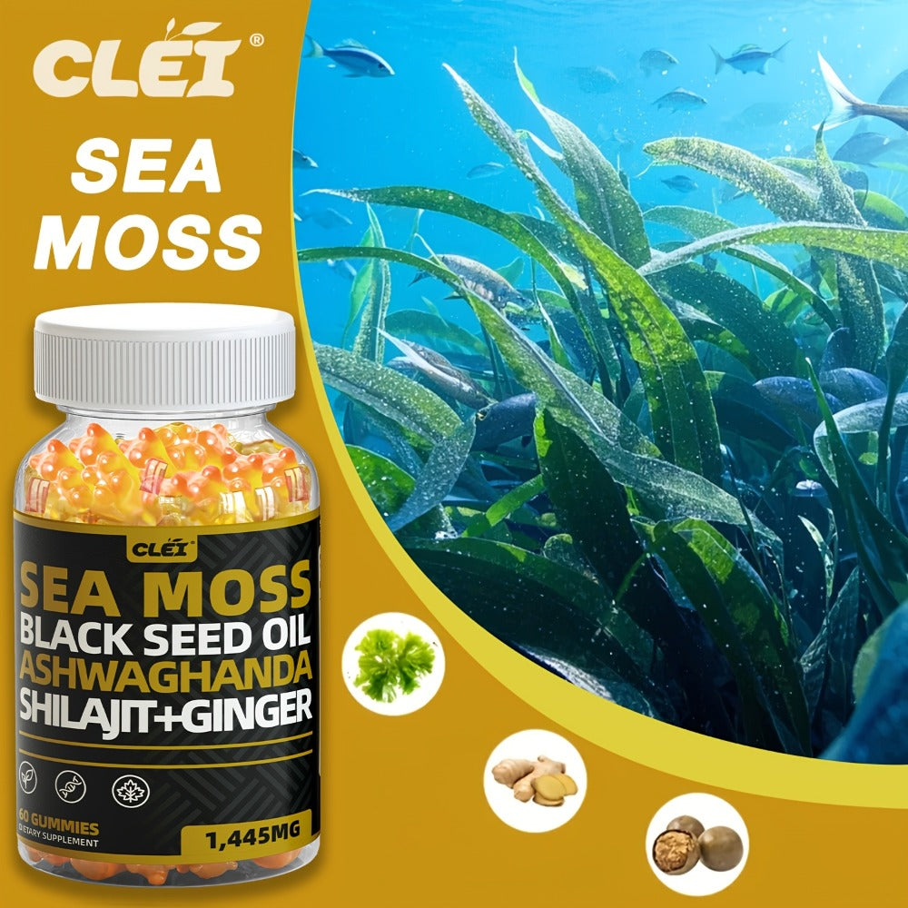 Immune Support Gummies with Sea Moss 1445mg – 10-in-1 Superfood Blend with Black Seed Oil, Ashwagandha, Elderberry, Turmeric, Bladderwrack, Chlorophyll, Shilajit & Ginger – 60 Coun - product image 4