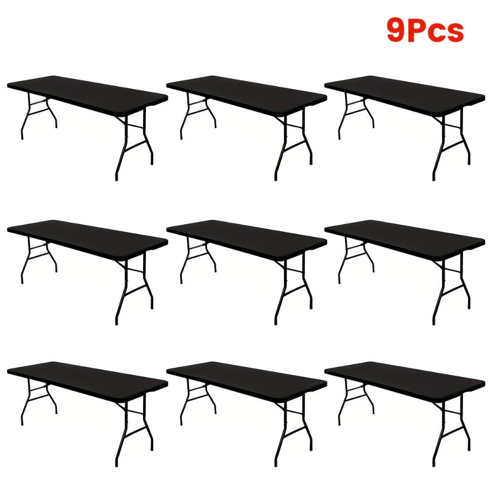 Stretch Table Covers 6Ft Washable Elastic Rectangle Tablecloth for Parties Weddings Picnics Camping, Spandex Polyester Blend, Fits Standard 6 Foot Tables, Set of 3 6 9 or 12, Black - product image 19