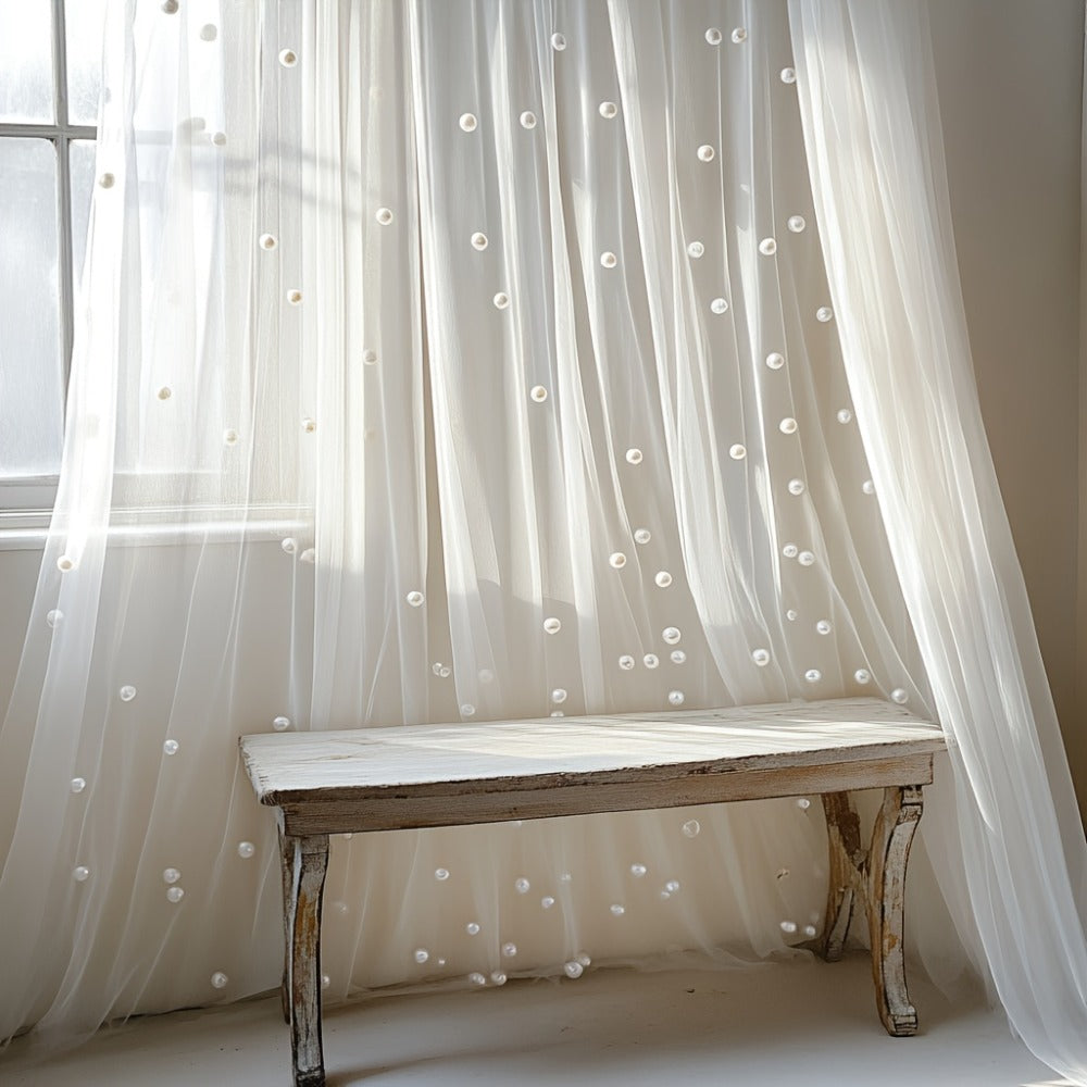 White Pearl Sheer Tulle Fabric Roll 160x300cm – Elegant Organza Mesh for Wedding Backdrop Table Skirt Window Drape Party Decoration Bridal Shower Baby Shower Festive Event Decor - product image 6