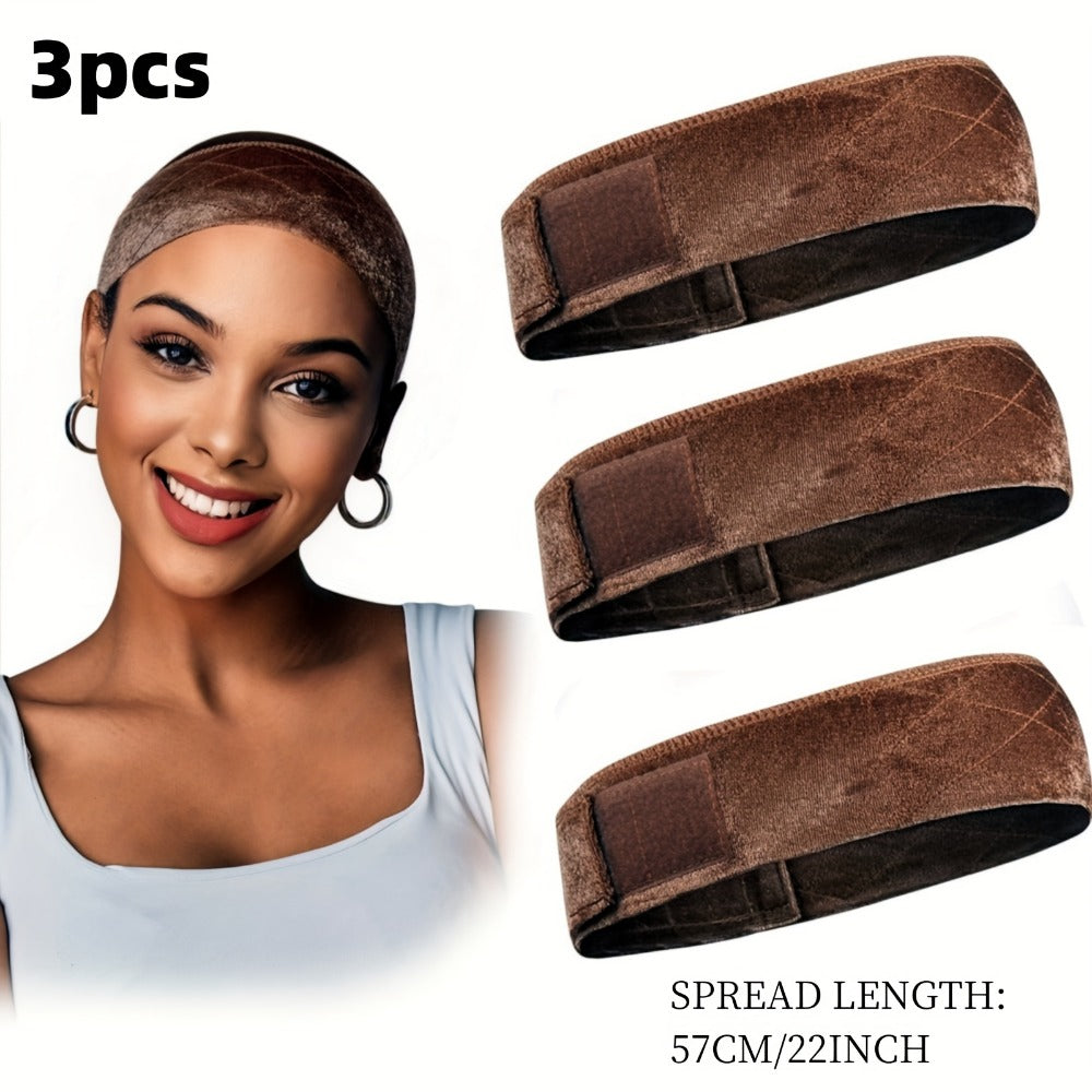 Velvet Wig Caps 3 Pack Women Adjustable Non-Slip Breathable Comfortable – Fits Lace Front Full Wigs Wig Stands Mannequin | Beige Black Brown Coffee | Daily Wear Wig Accessory Gift - product image 9