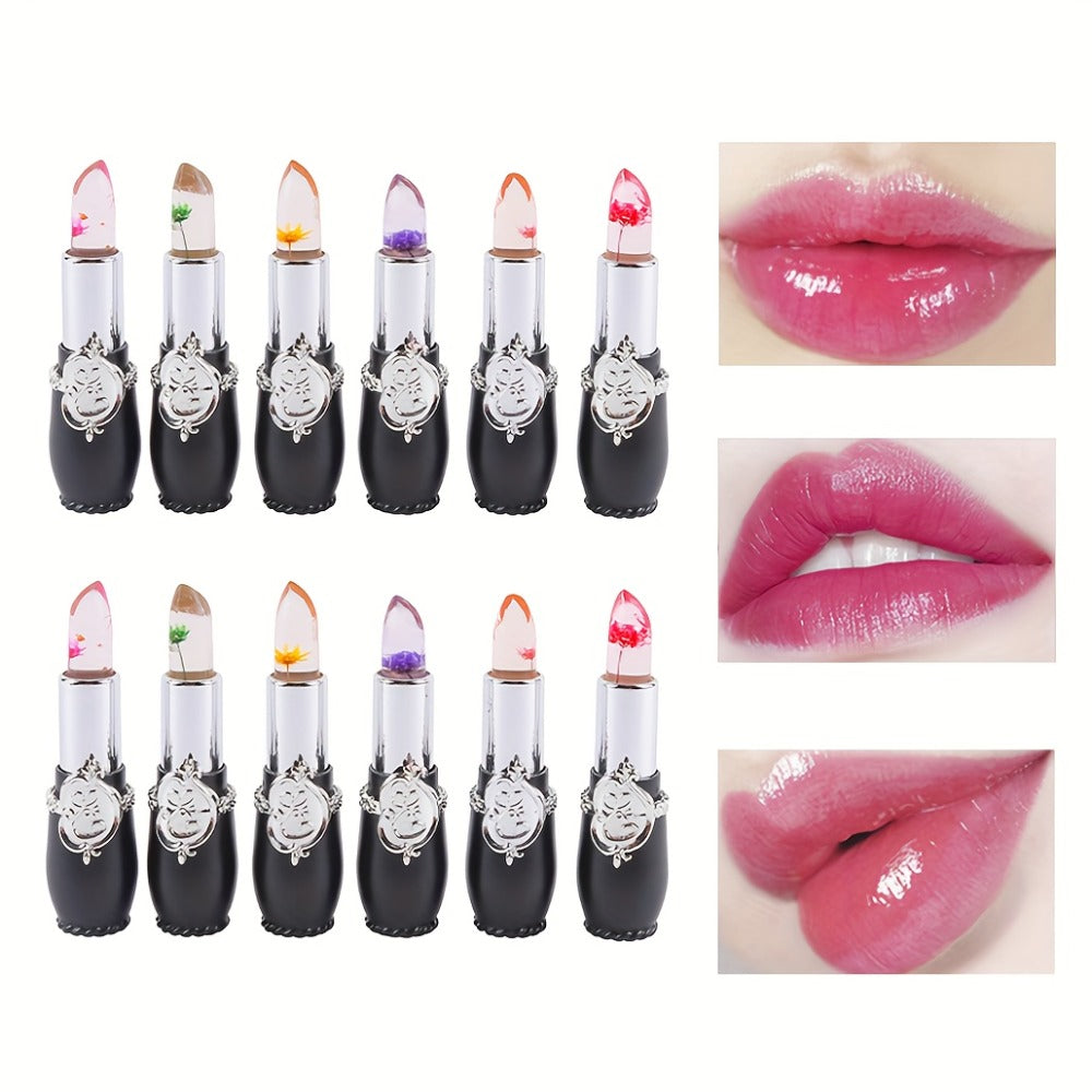 Flower Jelly Lipstick 12 Pack Color Changing pH Reactive Moisturizing Tinted Lip Balm Set Long-Lasting Personalized Shade Lip Care for Women Girls Daily Use - product image 3