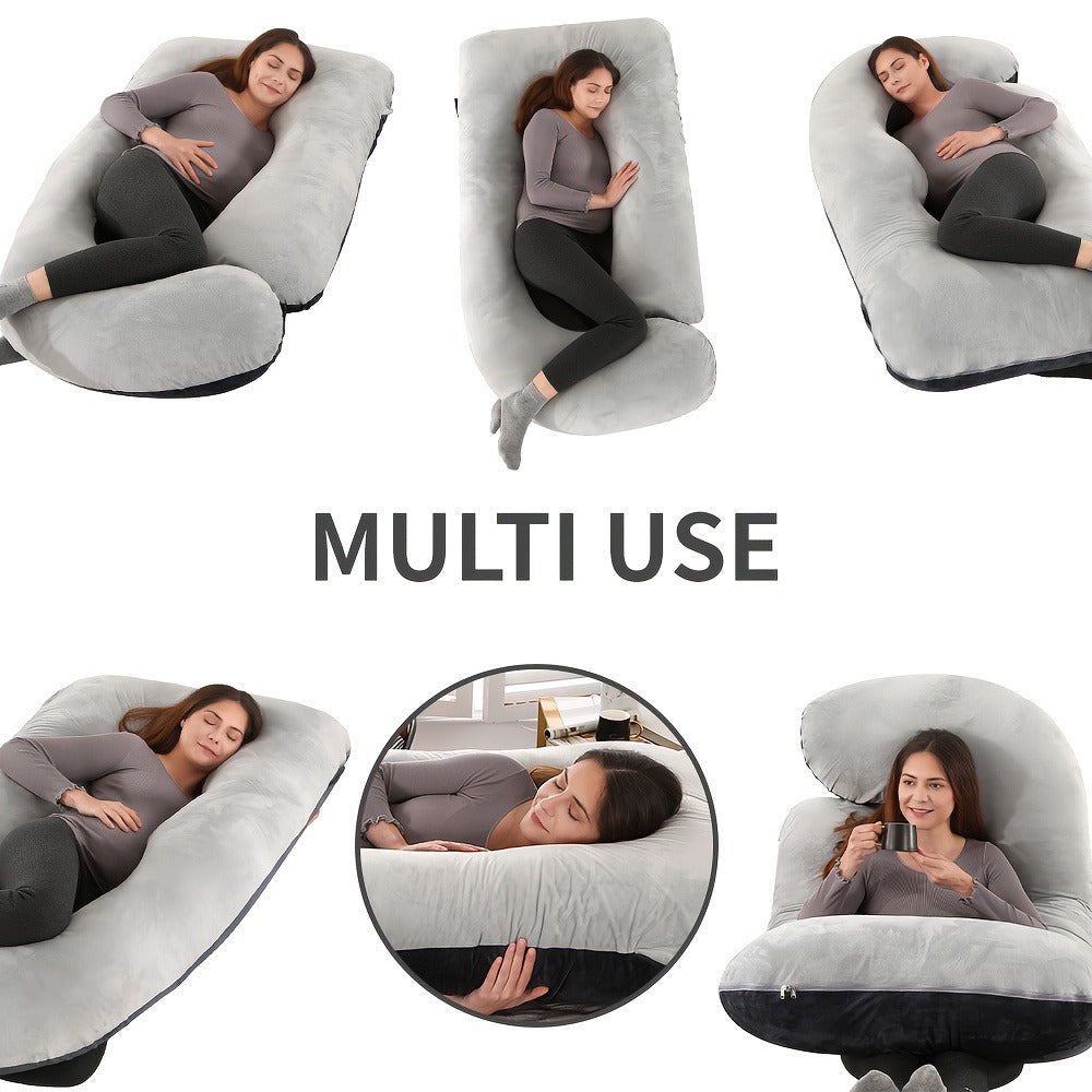 Maternity Pillow Full Body Pillow J-Shaped Pregnancy Pillow with Removable Cover Back Leg Tummy Support Multiple Styles & Sizes - product image 14