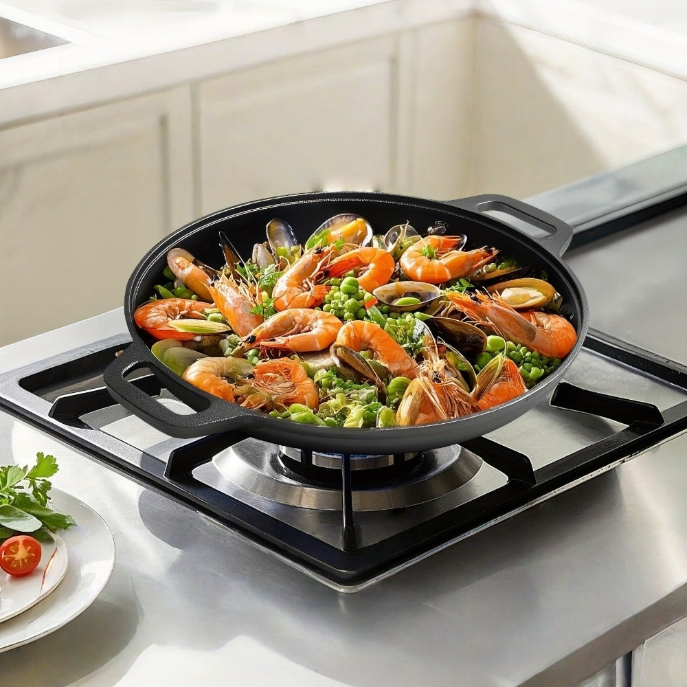 Pre-Seasoned Cast Iron Pan Set - Non-Stick Multifunctional Skillet for Pizza Home Kitchen Outdoor Cooking, Even Heating Compatible with All Stoves, 1/2/3 Piece Options - product image 10