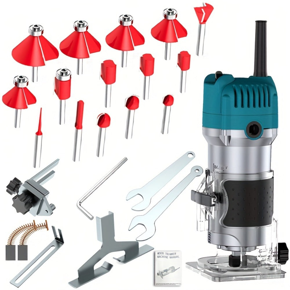 Wood Router 800W Trim Router for Woodworking - 35000RPM Electric Router with Edge Guide, Roller Guide, 6-Speed Adjustment for Precise Trimming, Profiling & Milling - product image