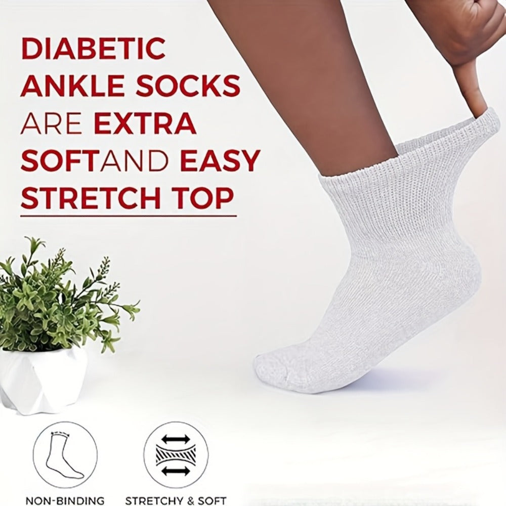 Diabetic Socks 12 Pairs Non Binding Low Cut Cushioned Seamless Loose Fit Ankle Socks for Men Women Edema Neuropathy Wide Toe Box White Black Brown Grey Khaki Navy - product image 9