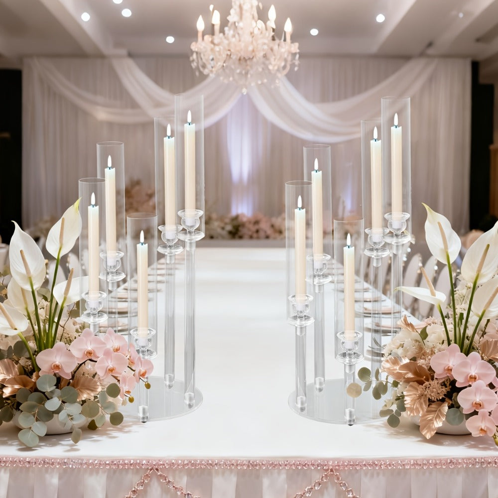 Acrylic Candelabra Candle Holder – Clear Crystal 5-Arm & 6-Arm Taper Candlestick Holders for Wedding Centerpiece, Dining Table, Party & Anniversary Decor - product image 2