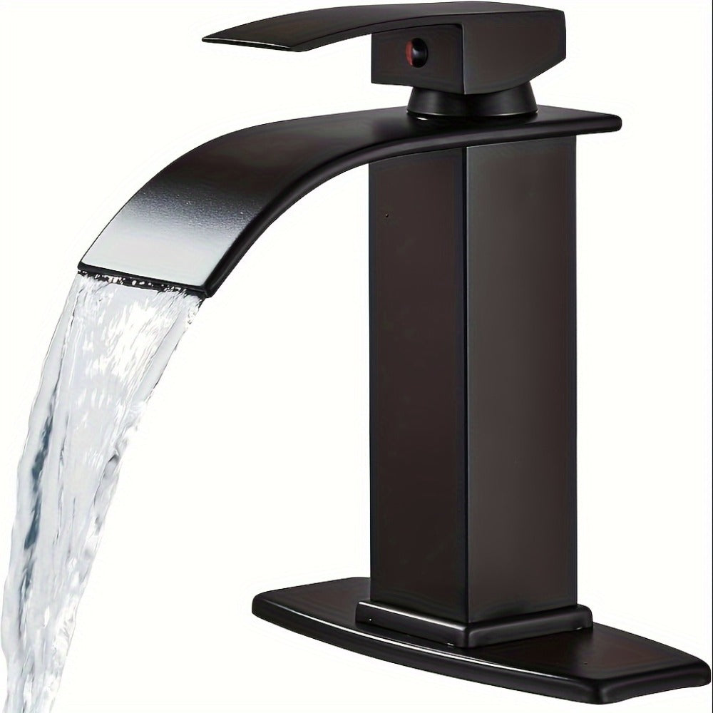 Waterfall Bathroom Sink Faucet, Single Hole or 3-Hole Mixer Tap with 6" Deck Plate, Ceramic Valve, Vanity Faucet for Farmhouse RV Bathroom, Brushed Gold Matte Black Nickel Chrome - product image 11