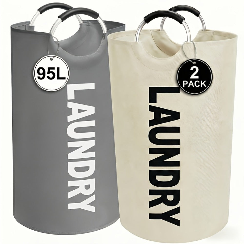 Laundry Basket 2pcs Large Foldable 25.1 Gallon, Collapsible Elevated Hamper with Half-Ring Handles for Bedroom, Bathroom & Laundry Room, Multiple Color Options - product image 22