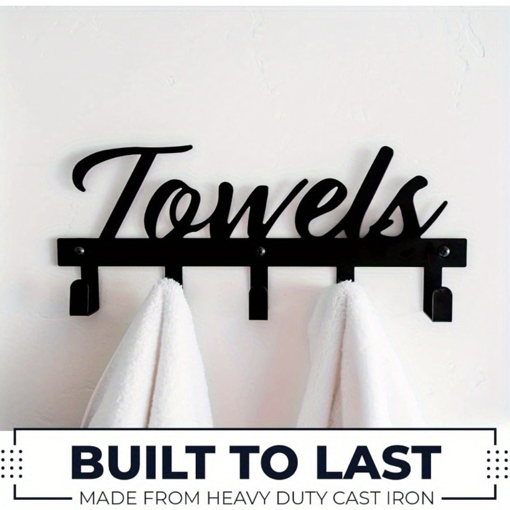 Wall Mount Towel Rack with 5 Hooks Farmhouse Bathroom Organizer Space Saving Towel Holder for Bathroom Kitchen Entryway Easy Install Rust Resistant - product image 7