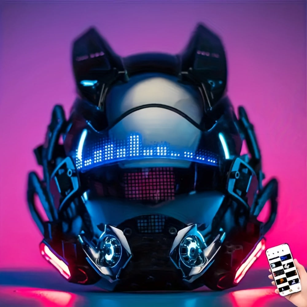 Remote Control Sci-Fi Face Mask for Halloween, Bar Club Rave Party, Stage Performance & Photo Prop, Cool Gift for Men Adults, Black – LED Wireless Cyberpunk Mask Light Up