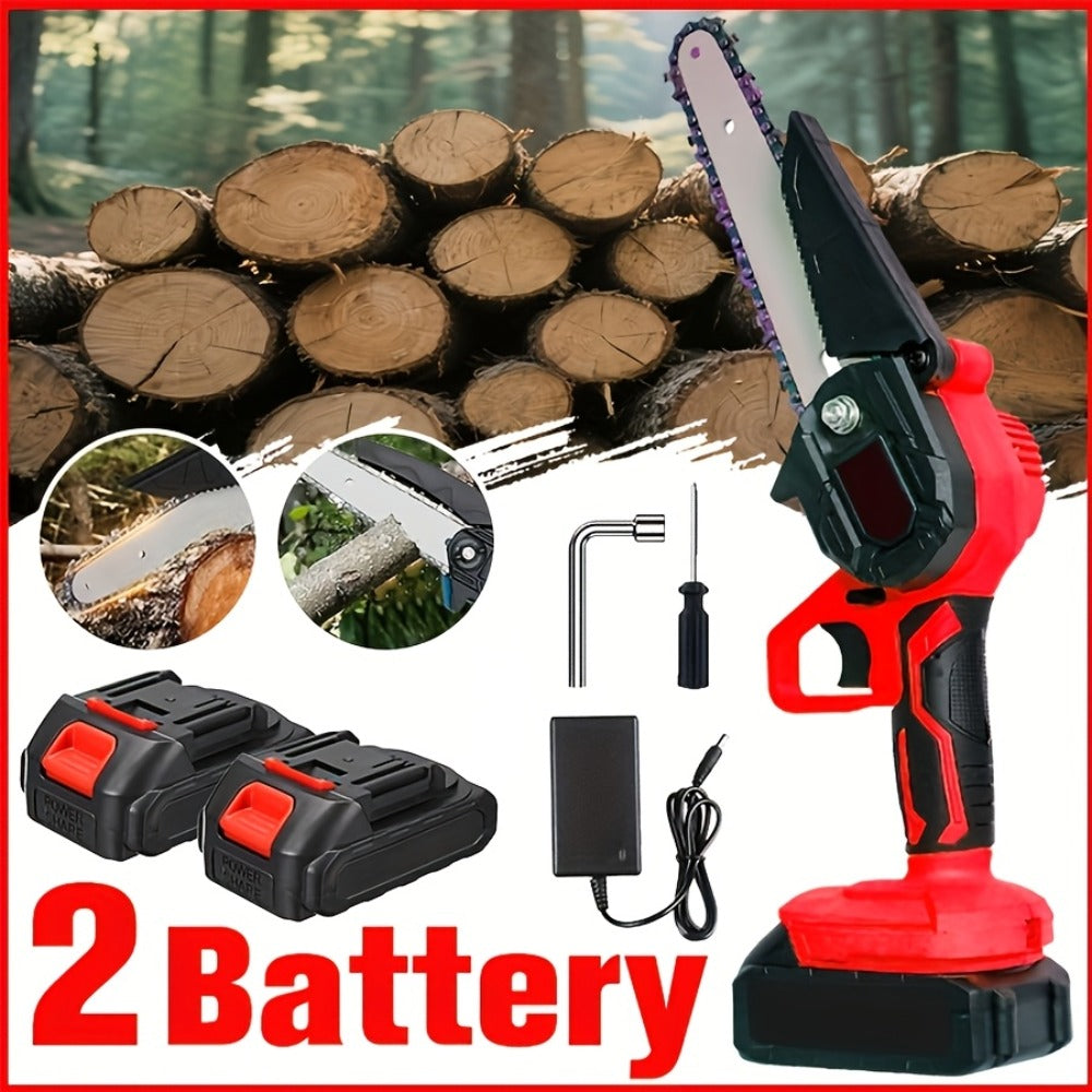 Cordless Mini Chainsaw 6 Inch with 2 Batteries & Charger | Auto Chain Tensioning Auto Lubrication Handheld Electric Saw | Branch Yard Home Garden Cutting Father's Day Gift - product image 5