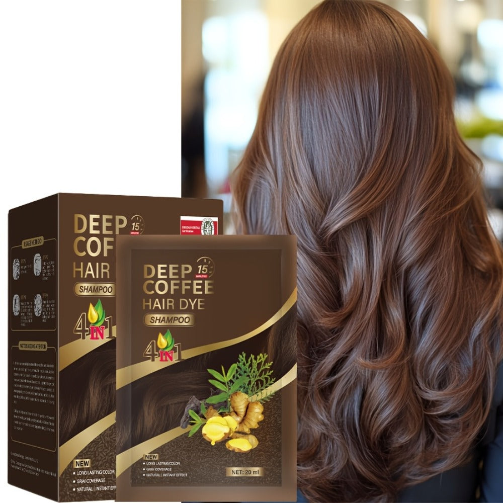 3-in-1 Hair Dye Shampoo Sachets Box of 10 Packs — Natural Color, Grey Coverage, Deep Cleansing, No-Mix Formula, Travel-Friendly Individual Packaging for Women & Men, Black Brown Ch - product image 2