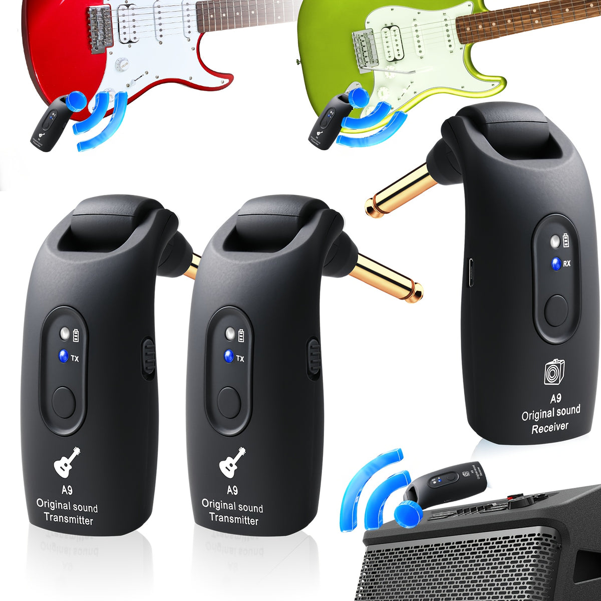 Wireless Guitar System 2.4Ghz Built-In Rechargeable Lithium Battery 270° Rotate Audio Wireless Transmitter Receiver for Guitar Bass Violin Keyboard - product image 5