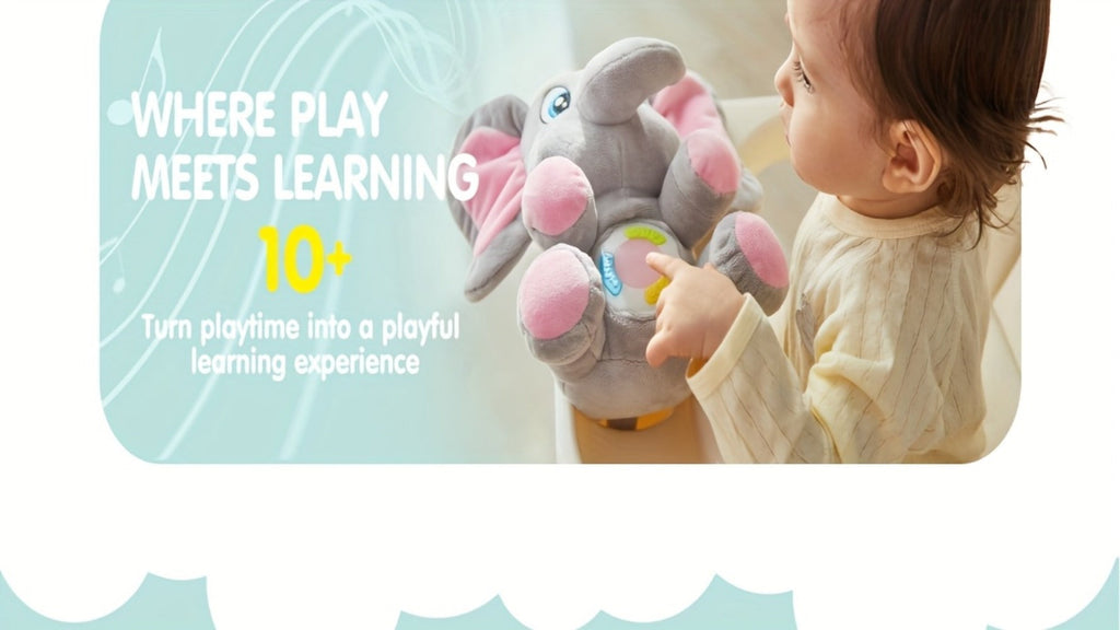 Plush Musical Elephant Baby Toy with Music & Lights | Soft Stuffed Animal Sensory Toy for Infants 6+ Months, Cuddly Light Up Elephant Comfort Toy, Christmas & Birthday Gift for Baby Boys & Girls