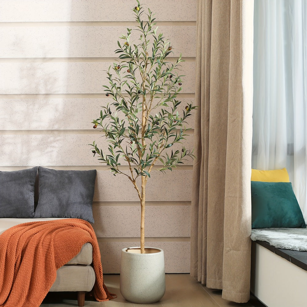 Artificial Olive Tree Potted Faux Plant Real Wood Trunk Lifelike Fruits Indoor Outdoor Home Office Decor Fake Silk Tree Multiple Sizes Available 4ft 5ft 6ft 7ft - product image 10