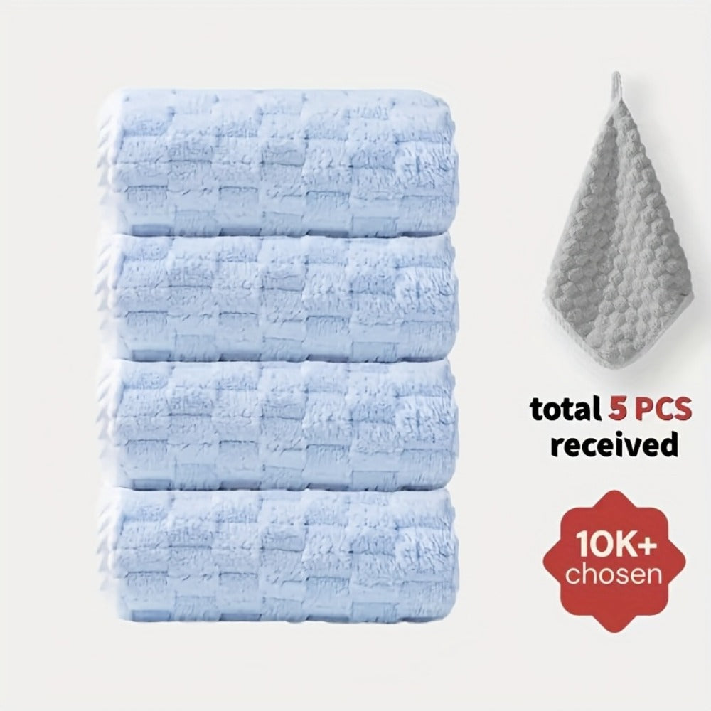 Waffle Weave Bath Towels Set 4 Pack or 8 Pack - Ultra Soft Super Absorbent Quick Dry Microfiber Moire Textured Towels | Spa Gym Travel Daily Use | Multi-Color Sets Gray Pink Blue B - product image 9