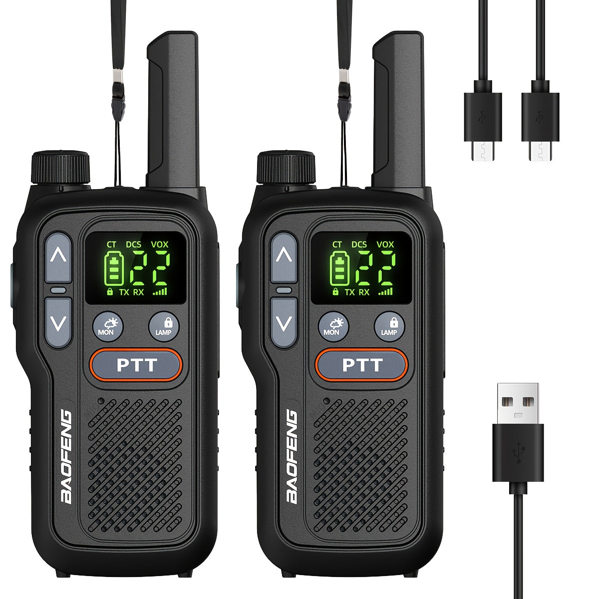 Long Range Walkie Talkies for Adults – BAOFENG 22 FRS Channels LCD Display VOX Hands-Free – USB-C Rechargeable Li-ion Battery – for Hiking Camping Family - product image 4