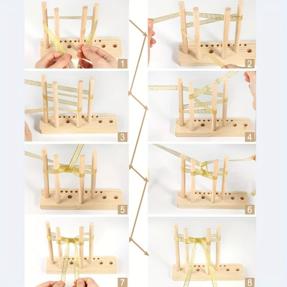 9-Piece Wooden Wreath & Bow Maker Crafting Tool Set, DIY Floral Wreath Molds with Wooden Sticks Rope Checkered Fabric, Party Decoration Craft Supplies for Holiday - product image 8