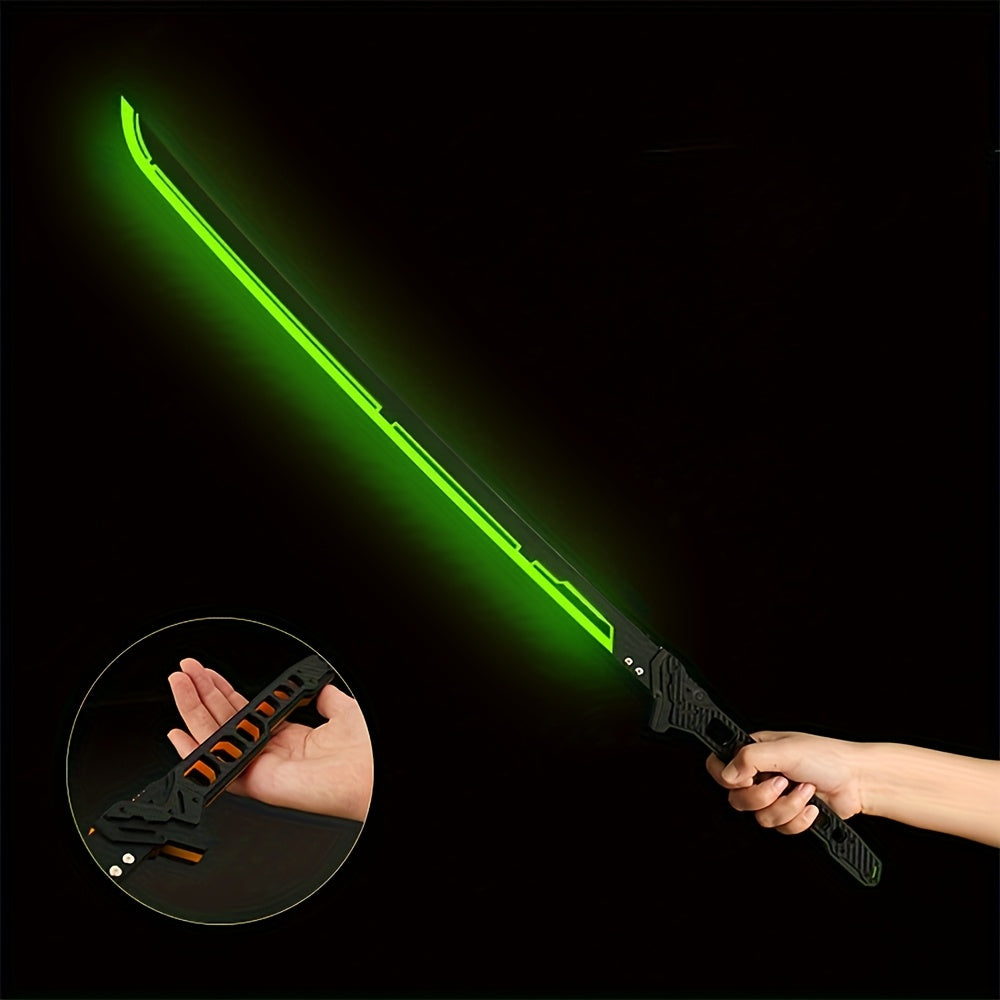 1:1 Scale Sci-Fi Glowing Sword for Cosplay Halloween Masquerade Party Display Collectible Blunt Safe Red Orange Green – LED Cyberpunk Katana Prop 80cm Acrylic Luminous
