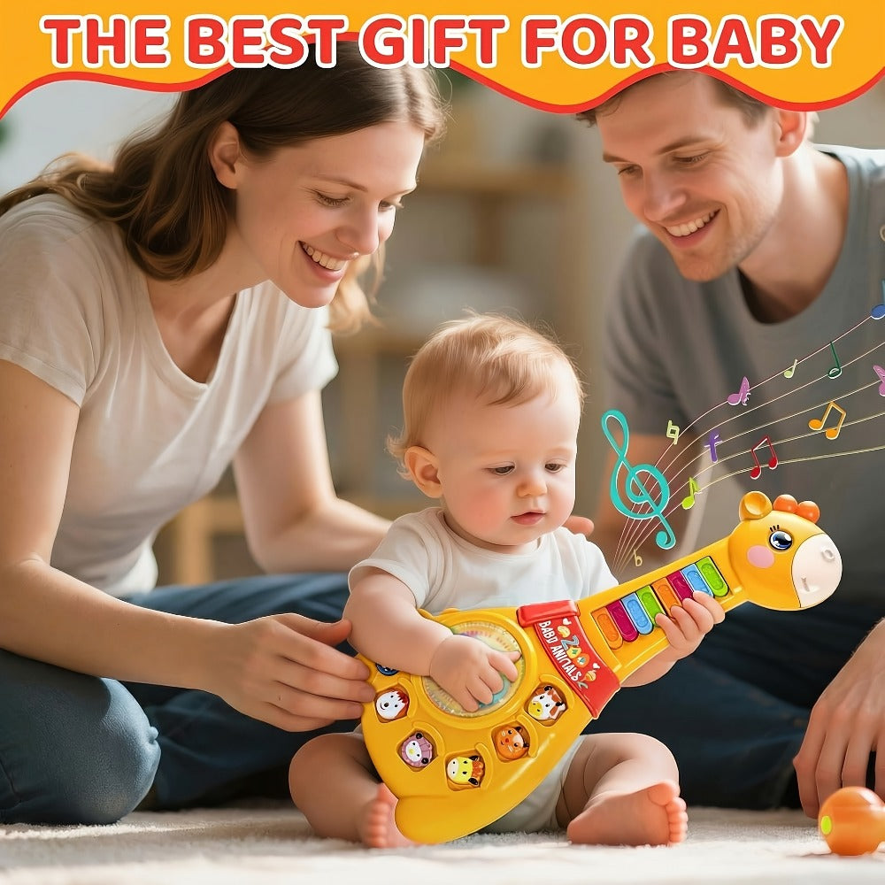 Multi-Mode Musical Learning Toy for Toddlers 1 Year Old, Educational Birthday Gift for Boys & Girls | Giraffe Guitar Toy Baby 12 Months with Piano Keys, Animal Sounds & Flashing Lights