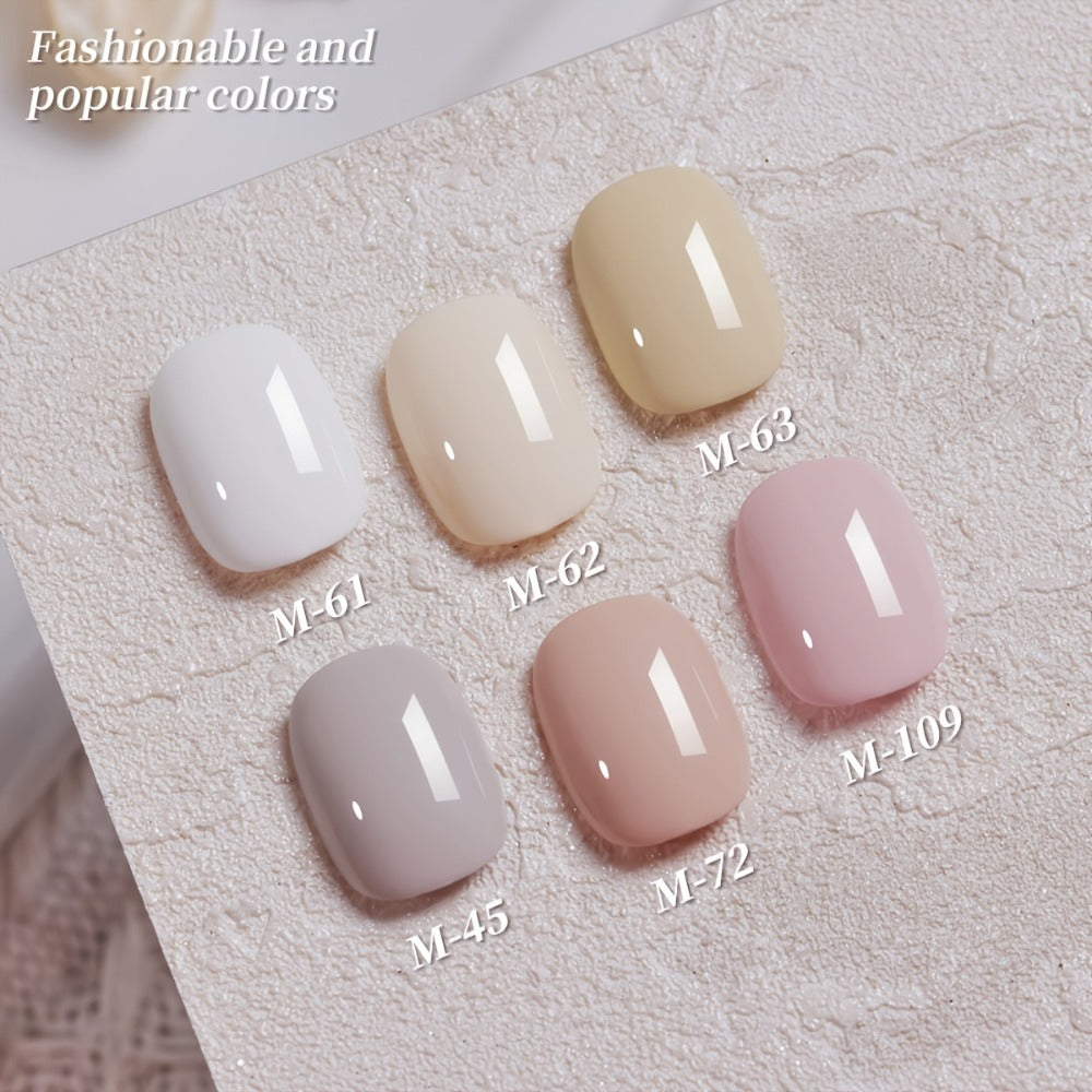 Gel Nail Polish Set 6 Colors White Shades Gentle White Collection - Milk Tea Cherry Blossom Pink Soak Off UV LED Long Lasting Spring Summer Nail Art Gel Polish for Women Salon Home - product image 5