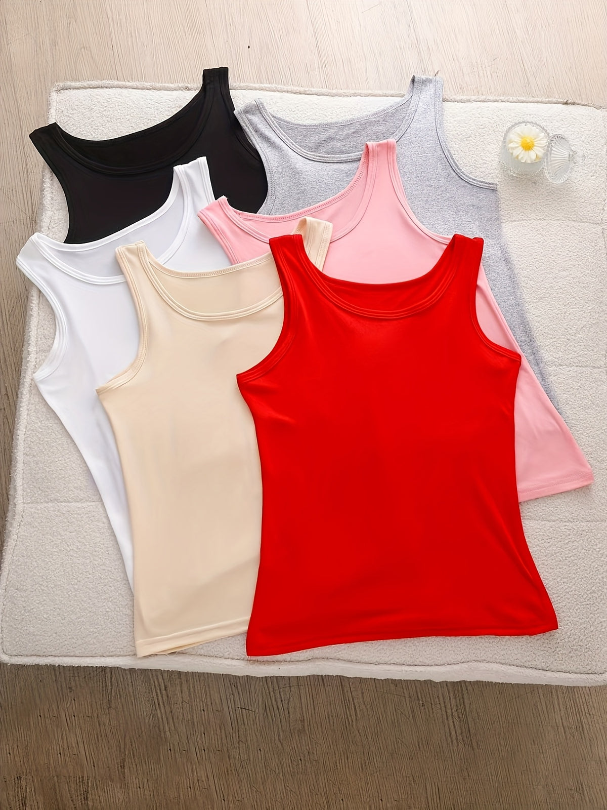 6pcs Women's Soft Sticky Blouses - Sleeveless Shirts with Semi-Sheer Adhesive Top Layer (No Padding), Breathable All-Season Vest for home & Layering - product image 6