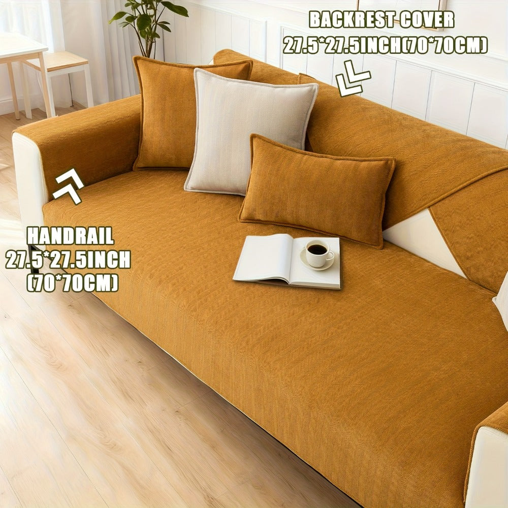 Chenille Ribbed Sofa Cover - Pet Friendly Non-Slip Machine Washable Soft Stretch Slipcover for 1-4 Seater Sectional Sofa Living Room Bedroom Office, 9 Colors - product image 46