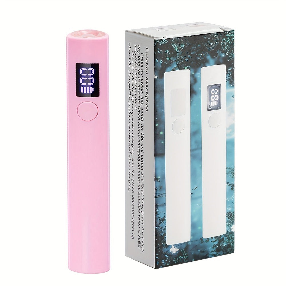 UV LED Nail Lamp Pen-Shape Cordless Rechargeable 365+405nm Gel Polish Curer – Portable Mini Nail Dryer with 2 Timer Modes 20s & 60s for Home Manicure & Nail Art, Gold White Pink - product image 7