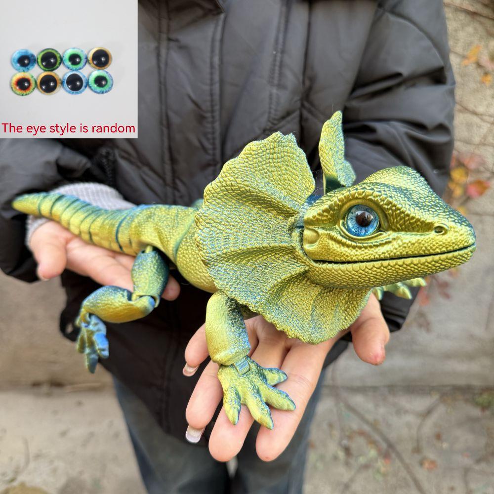 Frilled Neck Lizard Figurine 3D Printed | Large Umbrella Lizard Animal Sculpture 8 Color Styles, Reptile Collectible Desk Decor Unique Gift for Reptile Lovers Kids Teens Adults