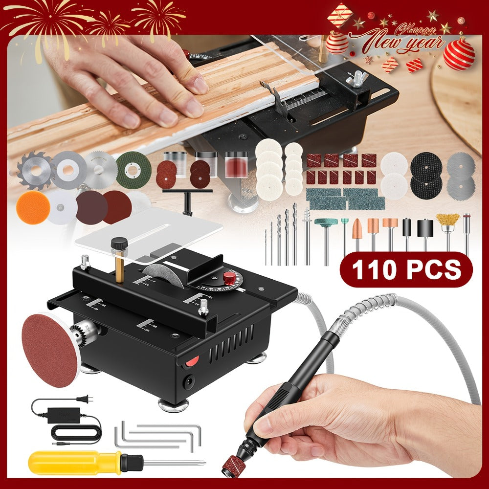 Mini Table Saw Multifunctional Desktop Cutting Machine – 100W Motor, 7-Speed Adjustable, 0–90° Angle Cut, 4 Saw Blades Included, Portable DIY Table Saw for Wood, Metal, Plastic, PC - product image 11