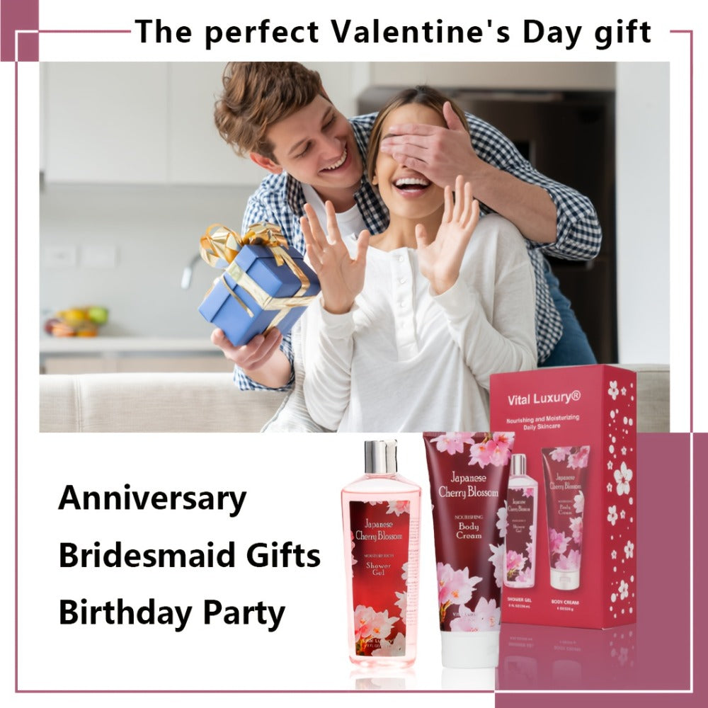 Cherry Blossom Body Wash Set for Women 8oz – Moisturizing Body Cream & Shower Gel Gift Set Light Non-Sticky Long-Lasting Floral Scent All Skin Types Valentine's Day Mother's Day Bi - product image 7