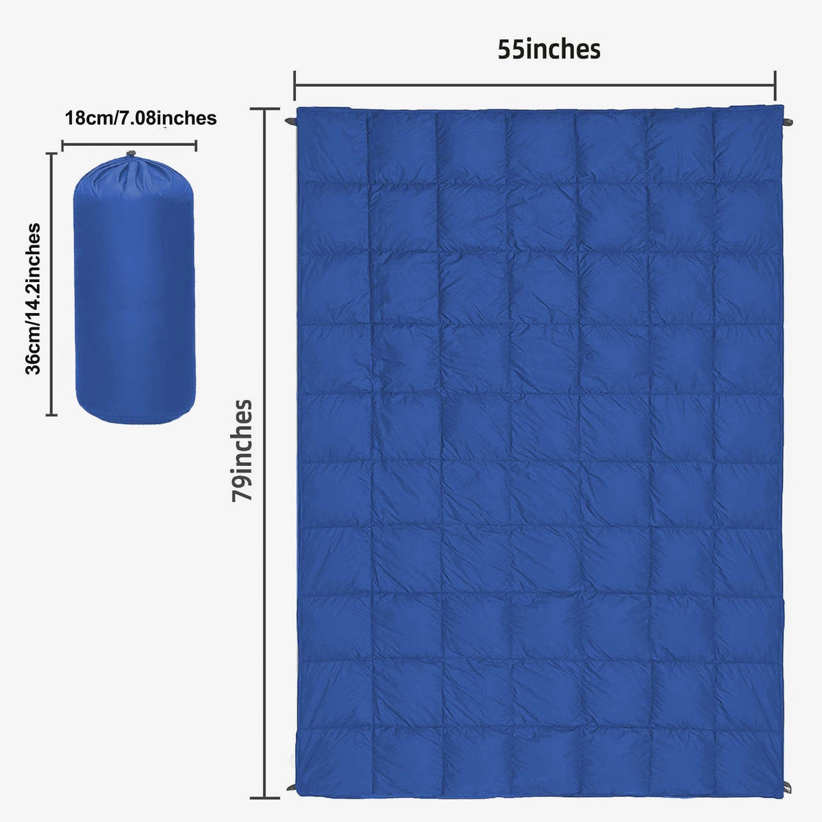 Puffy Camping Blanket Foldable Lightweight Water Resistant with 3D Eye Mask – DWR Coated Outdoor Blanket for Camping, Hiking, Travel, Beach, Stadium & Car, Warm Packable Throw in 4 Colors, 55" x 78"
