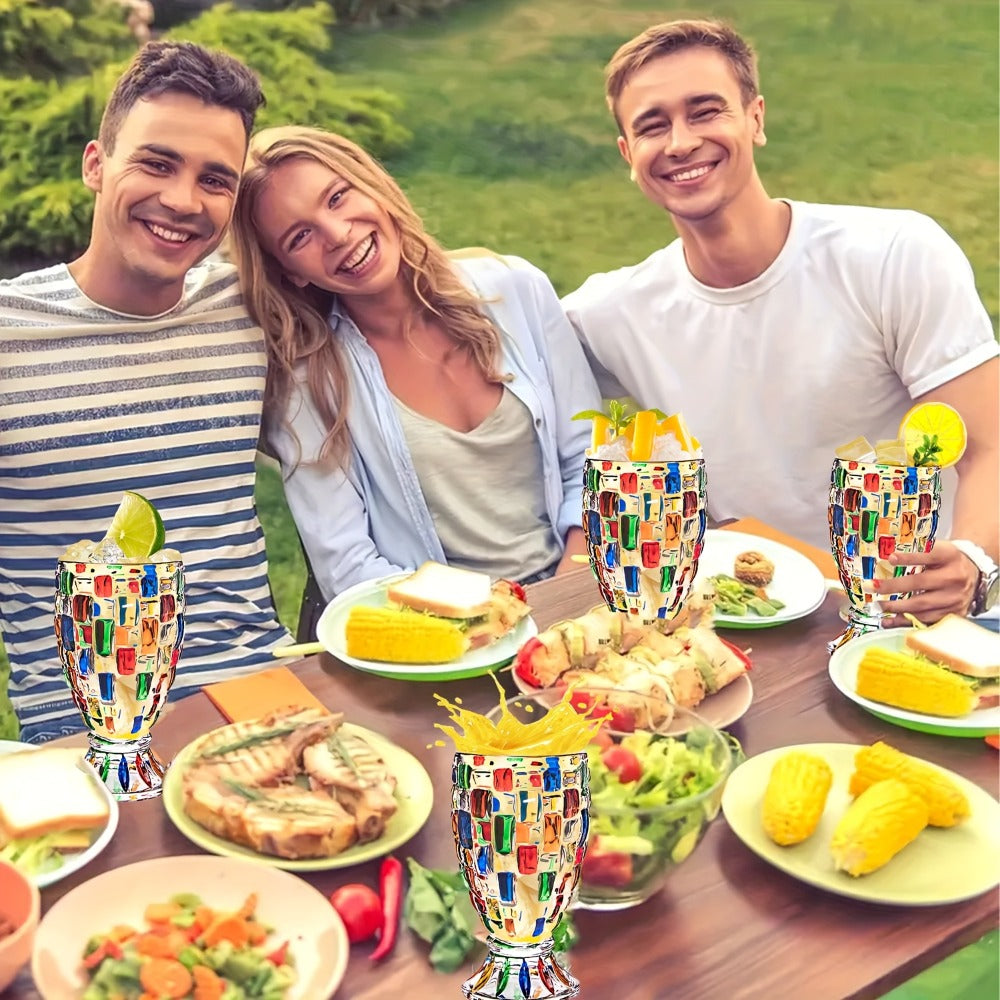 Colorful Geometric Rim Drinking Glasses Set – Shatterproof Wine Glasses for Champagne, Iced Tea & Cocktails – Dishwasher Safe – Perfect Gift for Christmas, Valentine's Day & Partie - product image 11