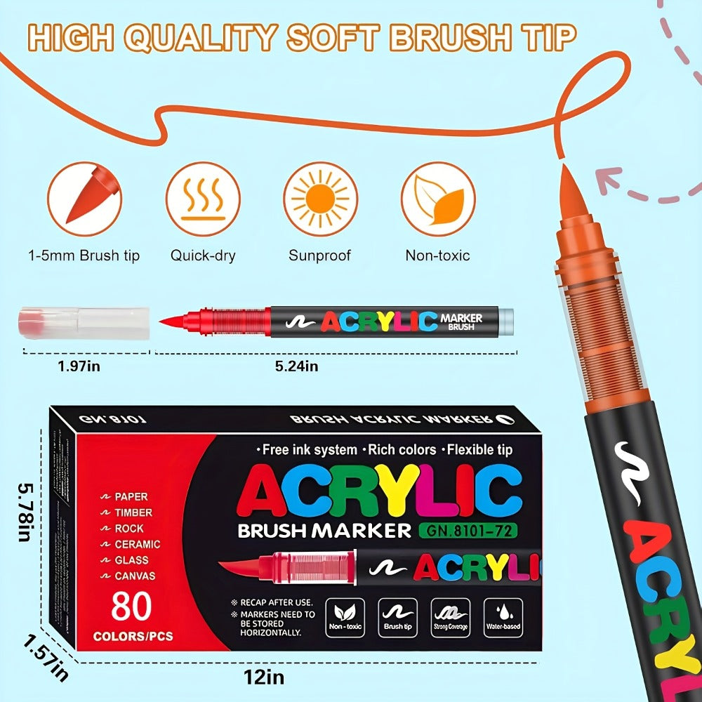Acrylic Paint Pens Marker Set for Rock Painting Canvas Wood Glass Fabric Ceramic Fine Tip Liquid Acrylic Markers for Artists Adults Kids Available in 12 36 60 80 120 Colors for Everyday Use