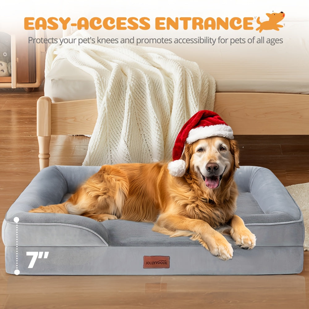 Orthopedic Dog Bed with Removable Washable Cover – High-Density Foam Dog Sofa Couch Bed, 4-Sided Bolster, Nonskid Bottom, Soft Flannel Lining, Available in M - product image 6